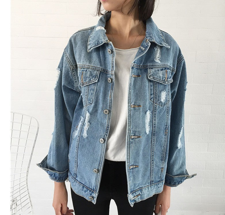 Chaqueta de Mezclilla Casual para Mujer – Estilo Coreano con Corte Suelto y Manga Larga - nexbuy.com.mx