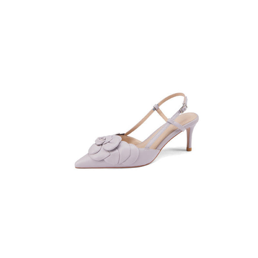 Sandalias de Cuero con Flor Elegante y Hebilla – Estilo Europeo que Florece con Sofisticación - nexbuy.com.mx