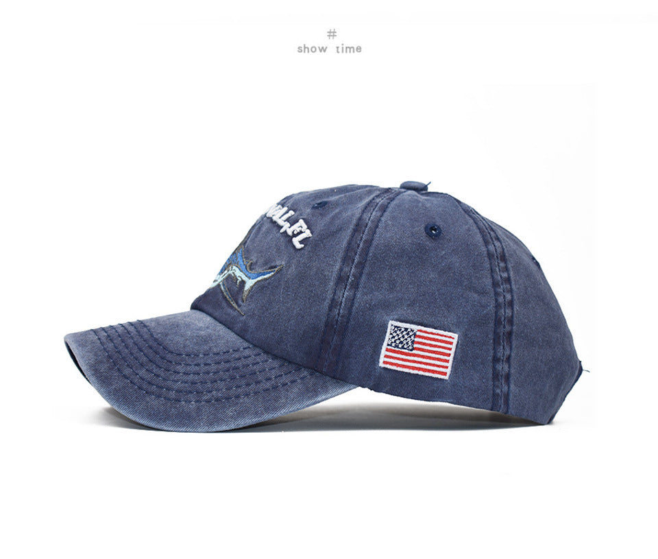 Gorra de béisbol con bordado de tiburón – Estilo atrevido y urbano - nexbuy.com.mx