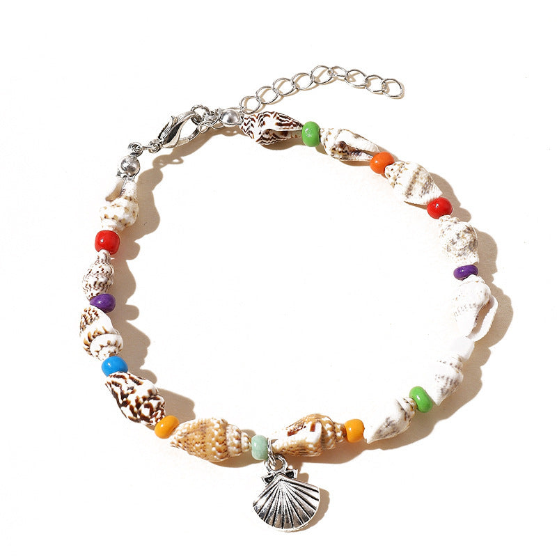 Pulsera Marina con Caracoles y Dije de Concha - Estilo Playero y Natural - nexbuy.com.mx