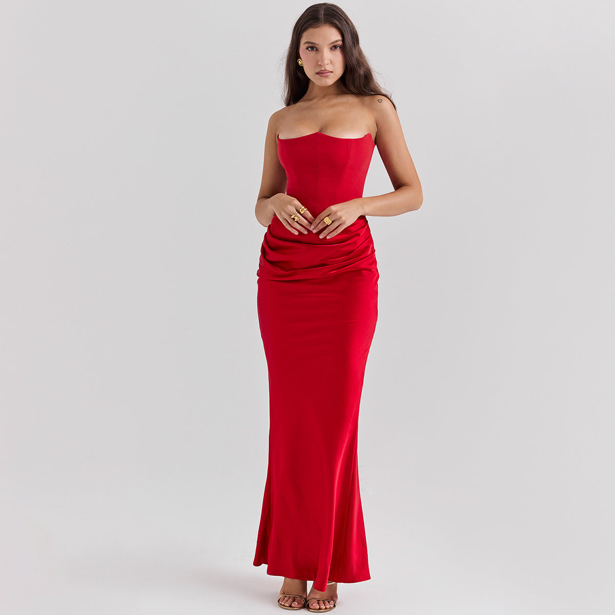 Slim Tube Top Vestido Largo Sexy Moda Bandeau Backless, vestido de Noche - nexbuy.com.mx