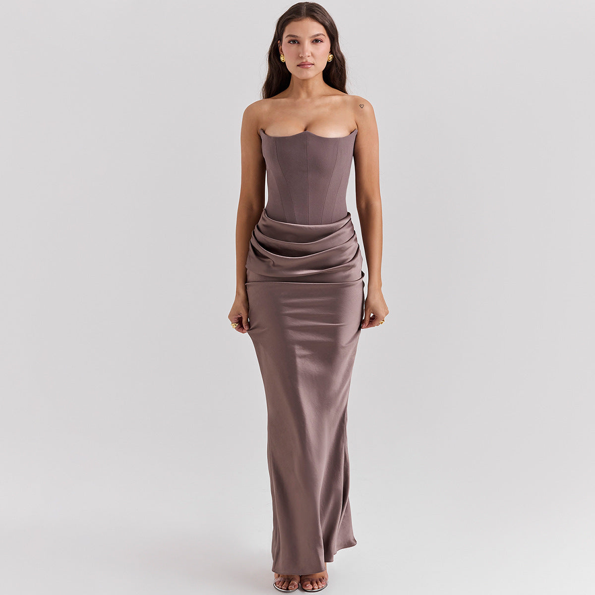 Slim Tube Top Vestido Largo Sexy Moda Bandeau Backless, vestido de Noche - nexbuy.com.mx