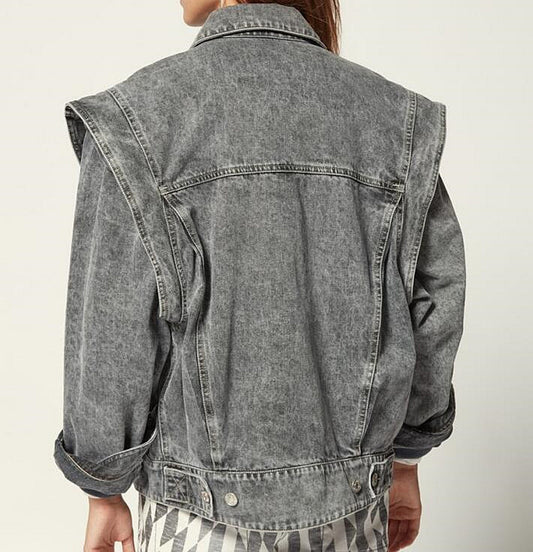 Jacket Vaquera con Mangas Desmontables para Mujer – 2 en 1 - chaqueta y Chaleco en Mezclilla de Algodón - nexbuy.com.mx