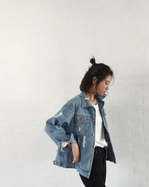 Chaqueta de Mezclilla Casual para Mujer – Estilo Coreano con Corte Suelto y Manga Larga - nexbuy.com.mx