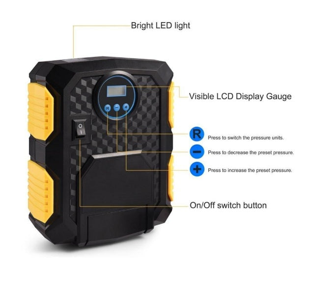 Inflador de neumáticos digital - Compresor de aire portátil - nexbuy.com.mx