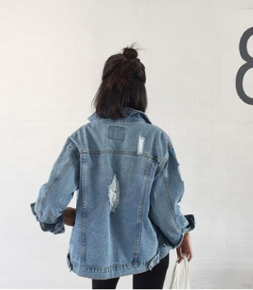Chaqueta de Mezclilla Casual para Mujer – Estilo Coreano con Corte Suelto y Manga Larga - nexbuy.com.mx