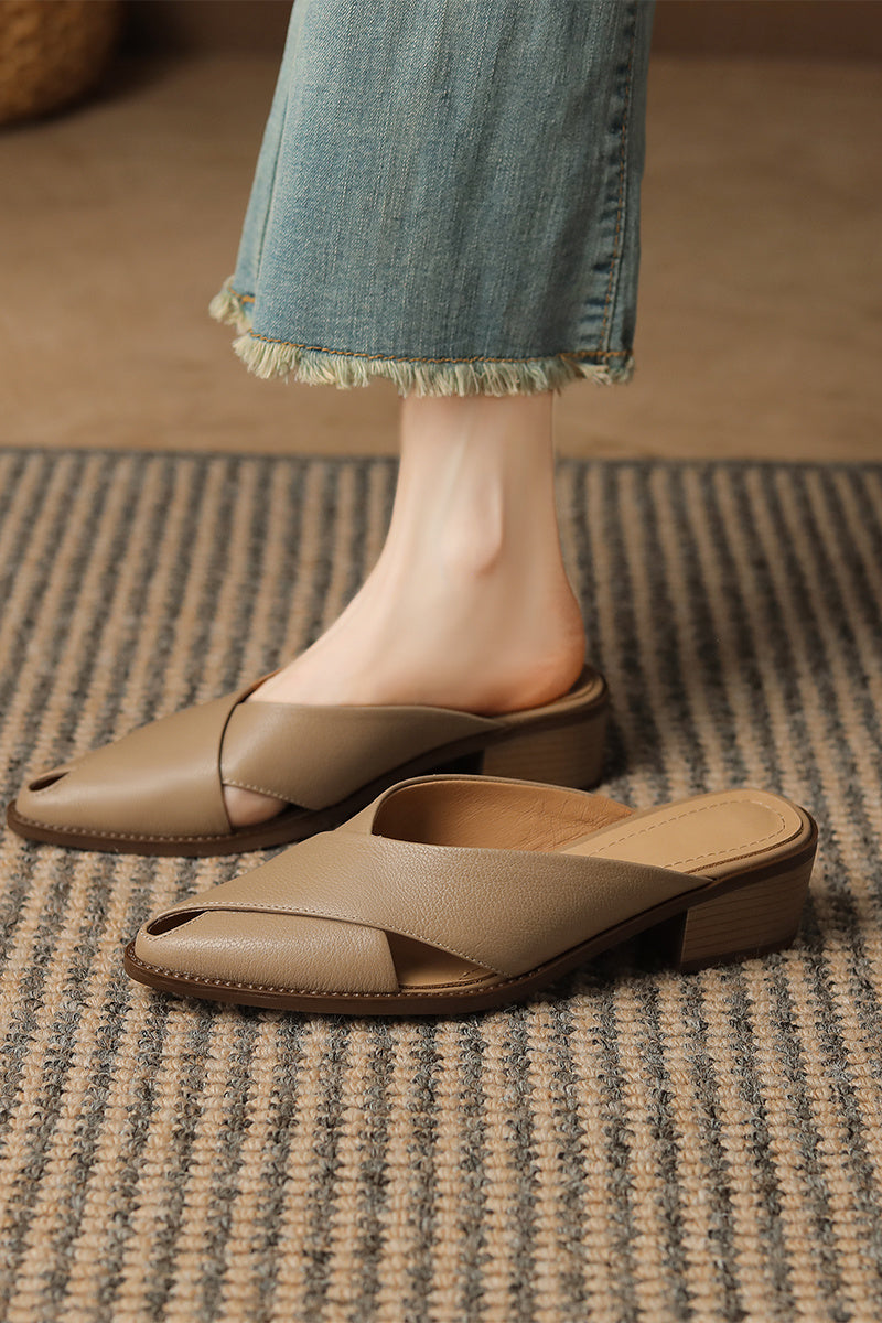 Zapatillas Cerradas Ahuecadas con Tacón Grueso – Comodidad y Estilo Casual en Cuero Premium - nexbuy.com.mx