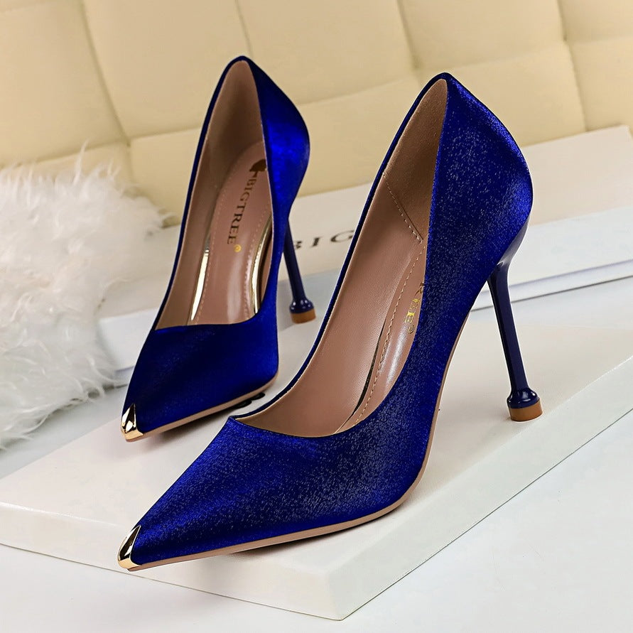 Tacones de Aguja de Satín Metalizado – Glamour Europeo para Brillar con Elegancia - nexbuy.com.mx