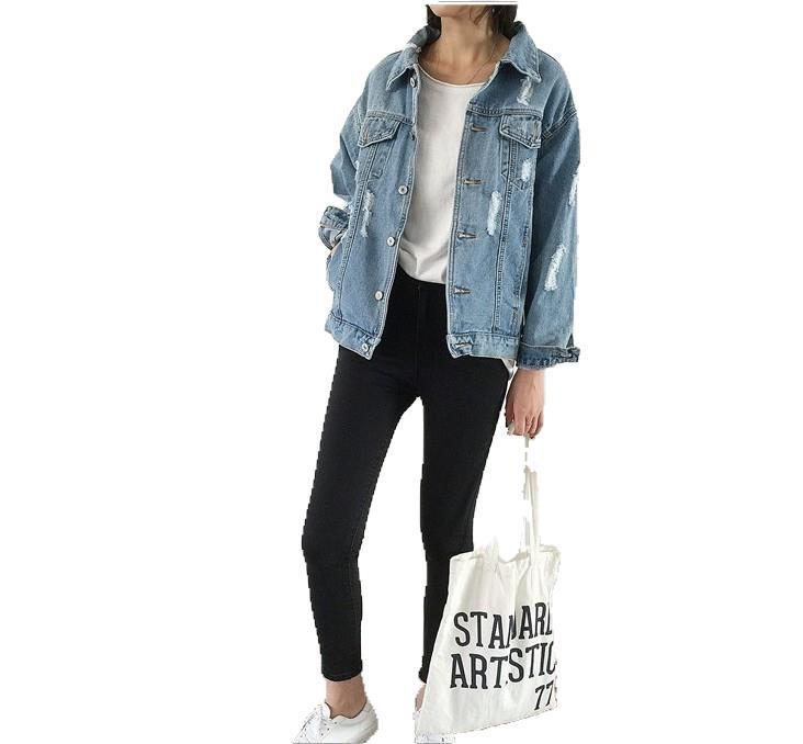 Chaqueta de Mezclilla Casual para Mujer – Estilo Coreano con Corte Suelto y Manga Larga - nexbuy.com.mx