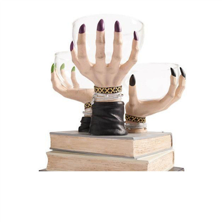 Cesta creativa para aperitivos con forma de manos de bruja para fiestas de Halloween - nexbuy.com.mx