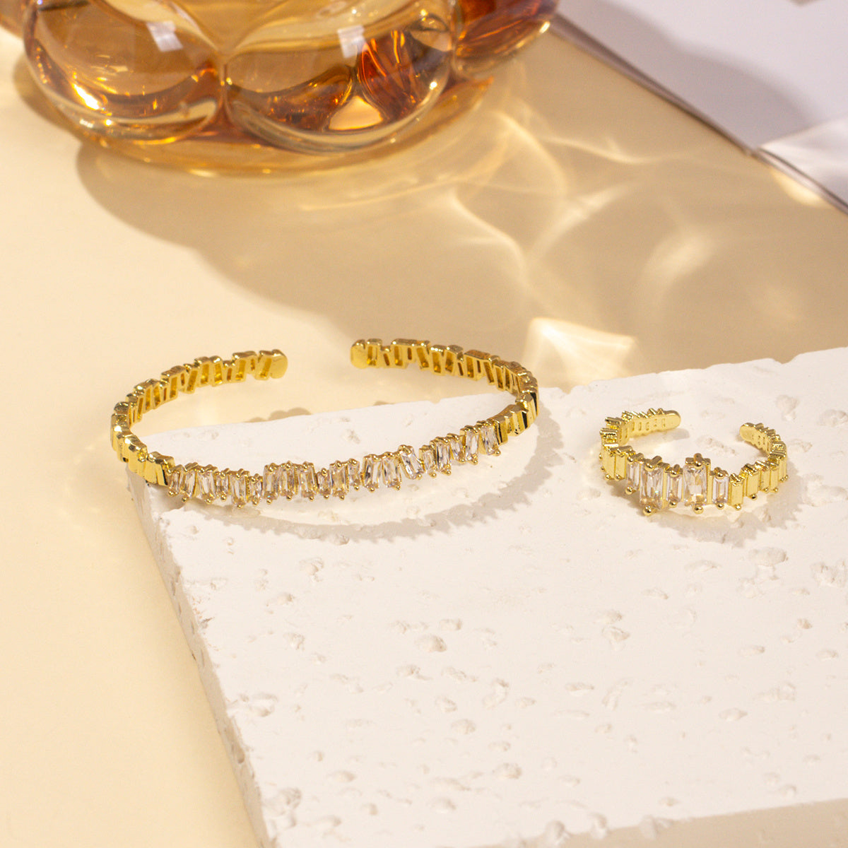 Set de Pulsera y Anillo 2Pcs de Circonio Cúbico para Mujer - nexbuy.com.mx