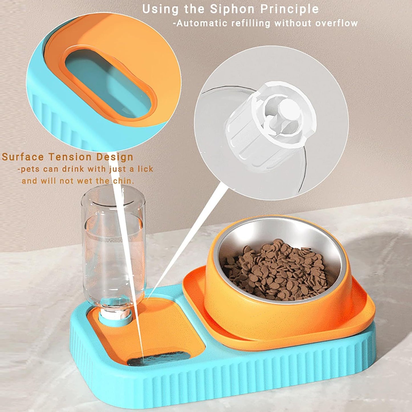 Juego de comedero doble y bebedero automático por gravedad para perro y gato - nexbuy.com.mx