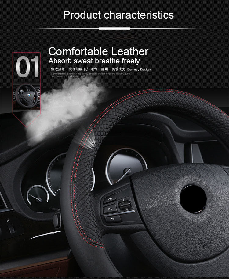 Funda Universal de Cuero para Volante de Auto - Comodidad y Estilo de Alta Calidad - nexbuy.com.mx