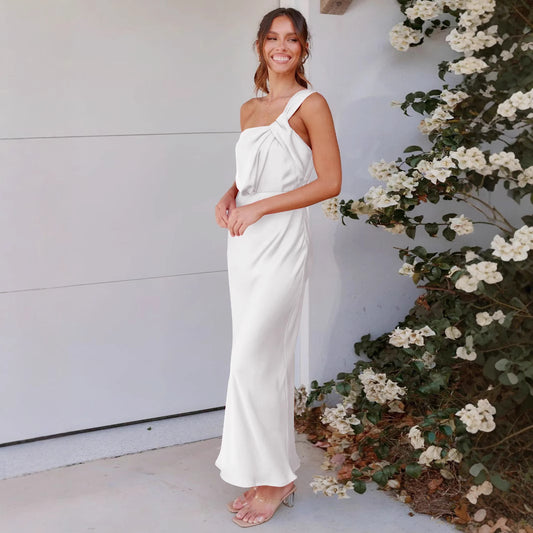 Vestido largo de mujer sin mangas y con un solo hombro - nexbuy.com.mx