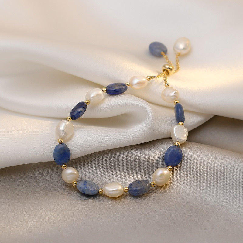 Pulsera ajustable de perlas azul cristal - nexbuy.com.mx
