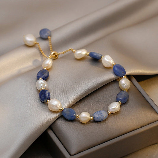 Pulsera ajustable de perlas azul cristal - nexbuy.com.mx