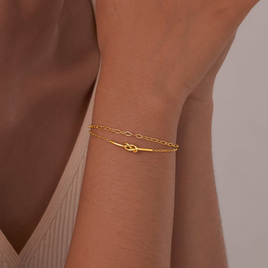 Pulsera versátil de acero inoxidable con doble nudo para mujer - nexbuy.com.mx