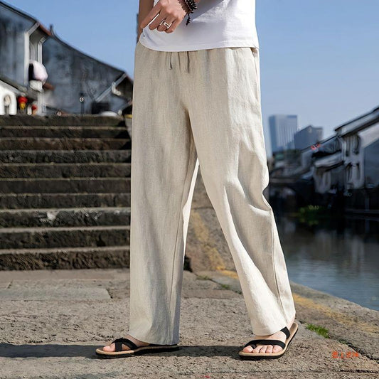 Pantalones de Lino para Hombre – Cintura Alta y Corte Recto con Estilo Fresco y Ligero - nexbuy.com.mx