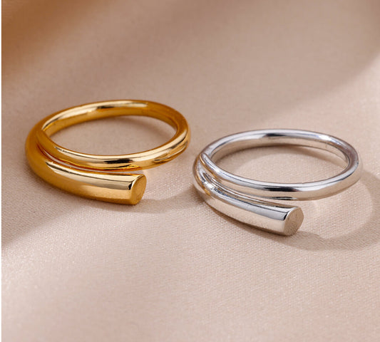 Anillo Unisex con Doble Capa de Zircón – Estilo Geométrico y Elegancia Minimalista - nexbuy.com.mx