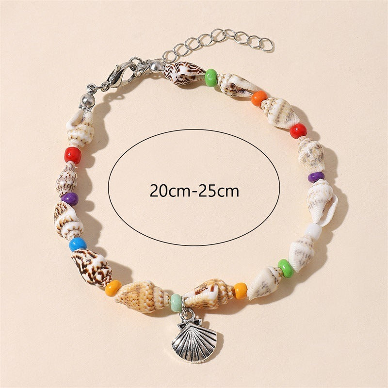 Pulsera Marina con Caracoles y Dije de Concha - Estilo Playero y Natural - nexbuy.com.mx