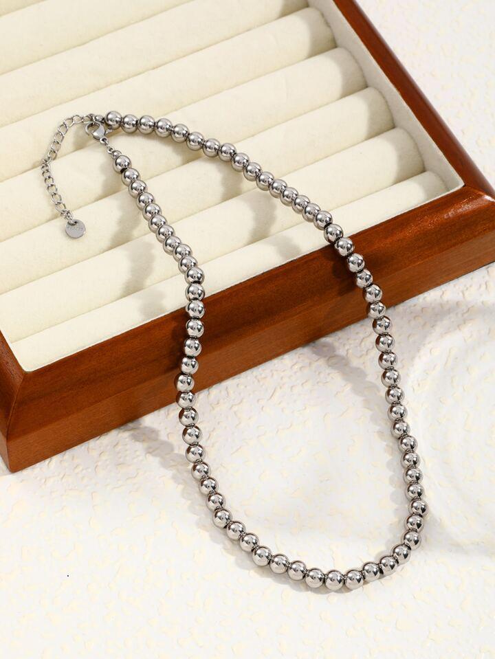 collar colgante perlas plateadas