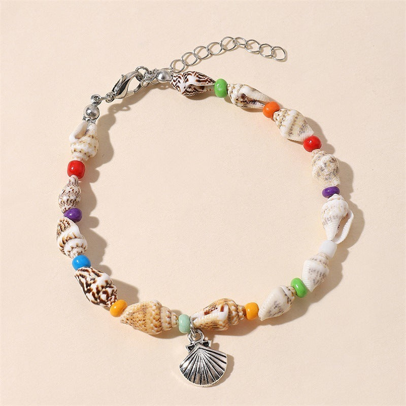 Pulsera Marina con Caracoles y Dije de Concha - Estilo Playero y Natural - nexbuy.com.mx