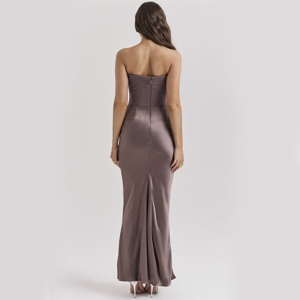 Slim Tube Top Vestido Largo Sexy Moda Bandeau Backless, vestido de Noche - nexbuy.com.mx
