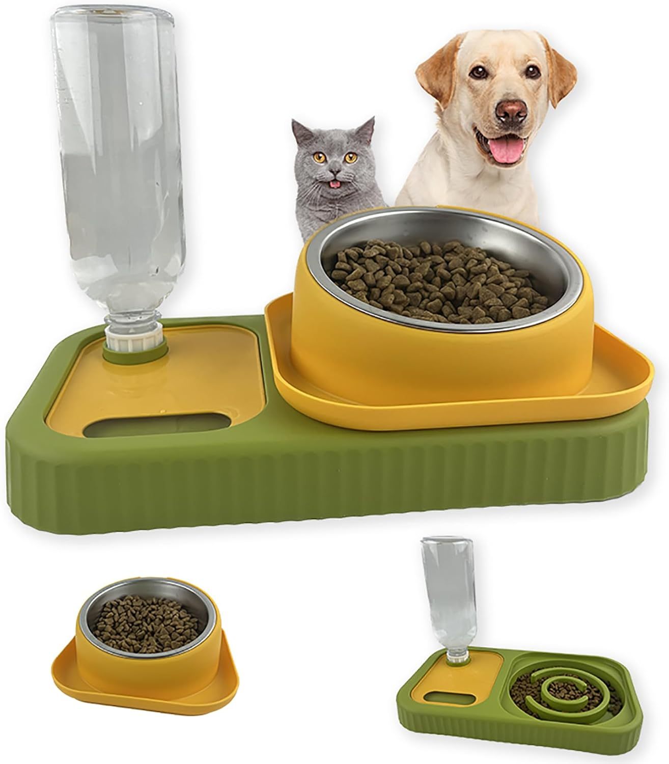 Juego de comedero doble y bebedero automático por gravedad para perro y gato - nexbuy.com.mx