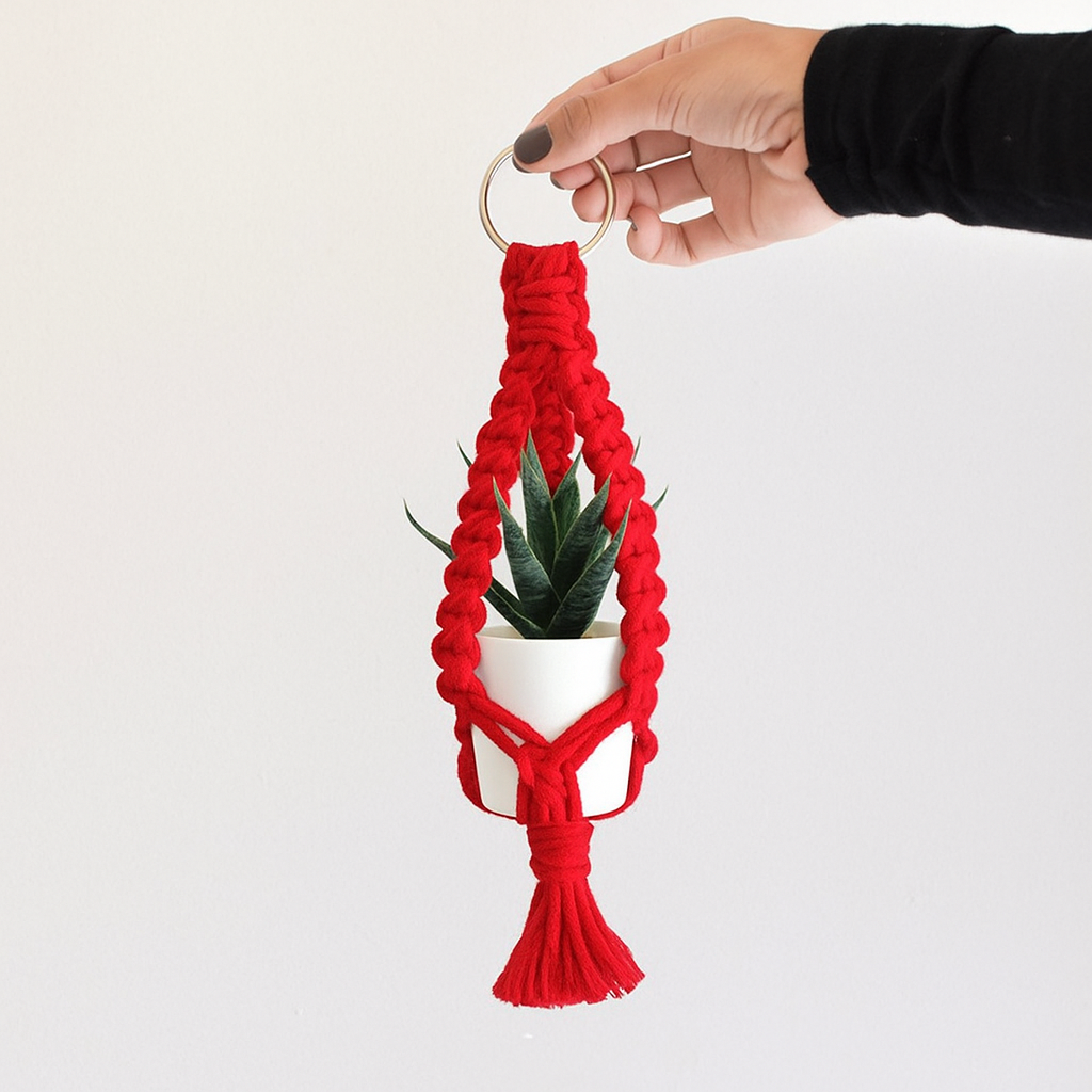 Cesta colgante tejida a mano para plantas