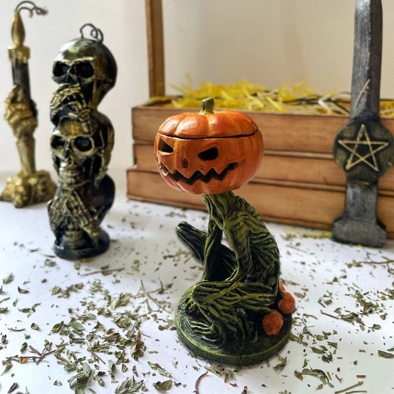 Decoraciones de resina para velas con forma de calabaza - nexbuy.com.mx