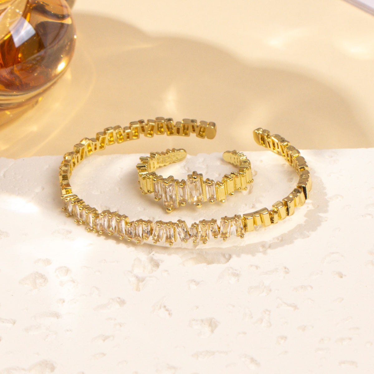 Set de Pulsera y Anillo 2Pcs de Circonio Cúbico para Mujer - nexbuy.com.mx