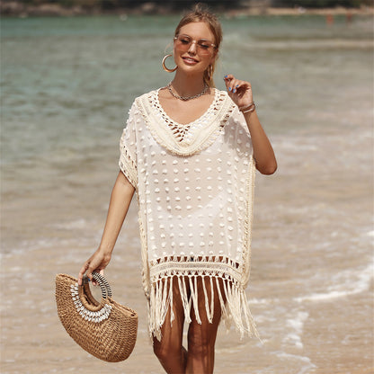 Vestido de playa con blusa de borlas cosidas para mujer - nexbuy.com.mx