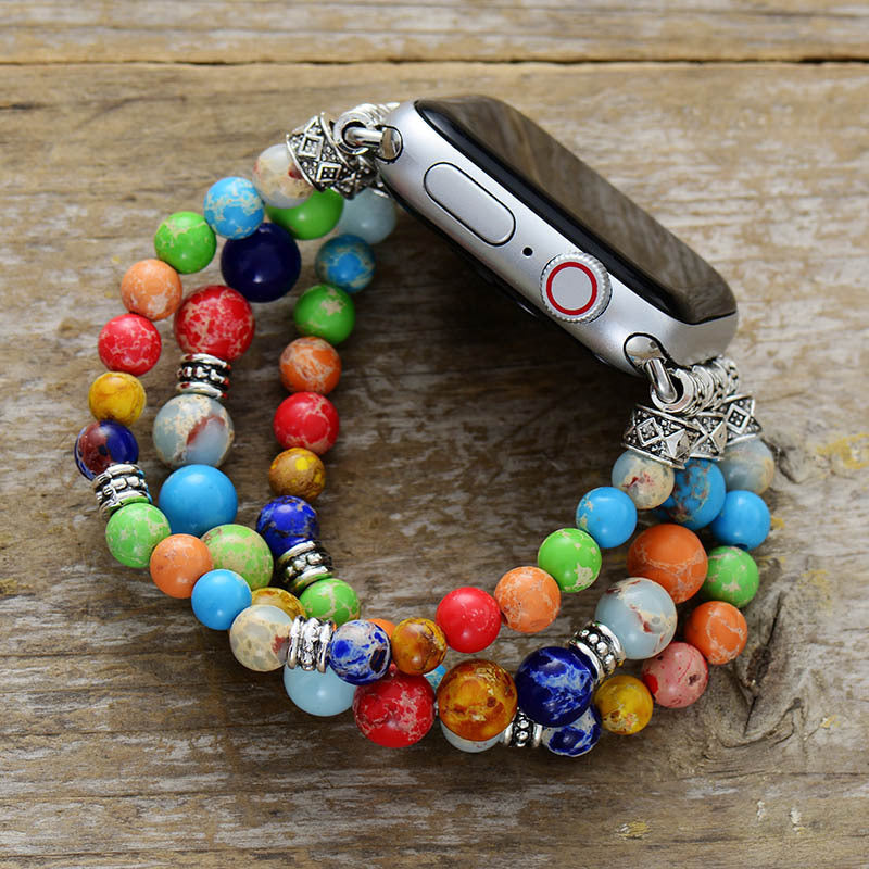 Pulsera Elástica de 7 Colores Hecha a Mano para Reloj Inteligente - Compatible con Apple Watch y Samsung - nexbuy.com.mx