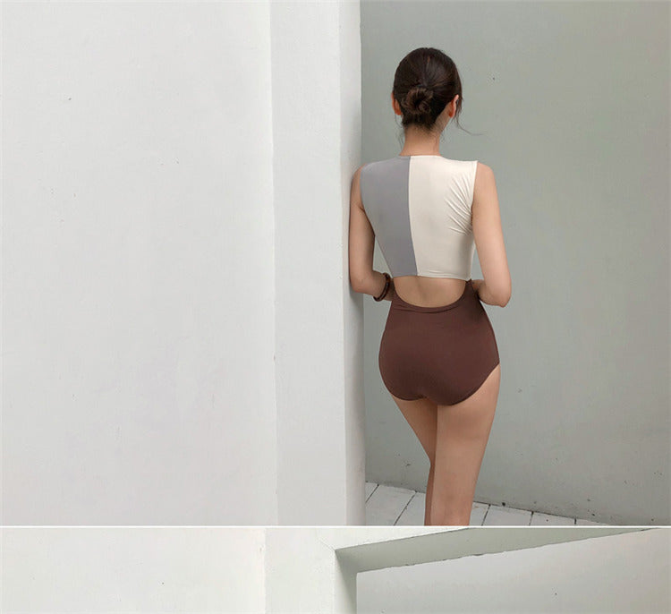 Traje de Baño de Una Pieza para Mujer – Estilo Bicolor con Cremallera Frontal - nexbuy.com.mx