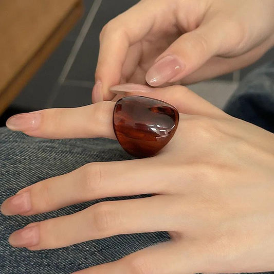 Anillos anchos de resina de Color ámbar Vintage