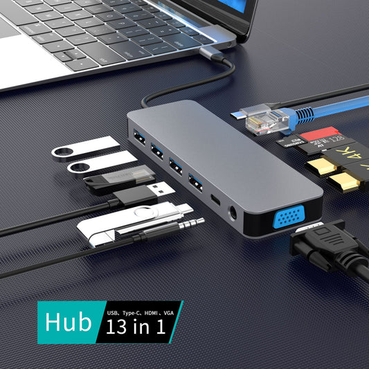 Hub Profesional Multipuerto 13 en 1 – Alta Velocidad y Máxima Conectividad - nexbuy.com.mx