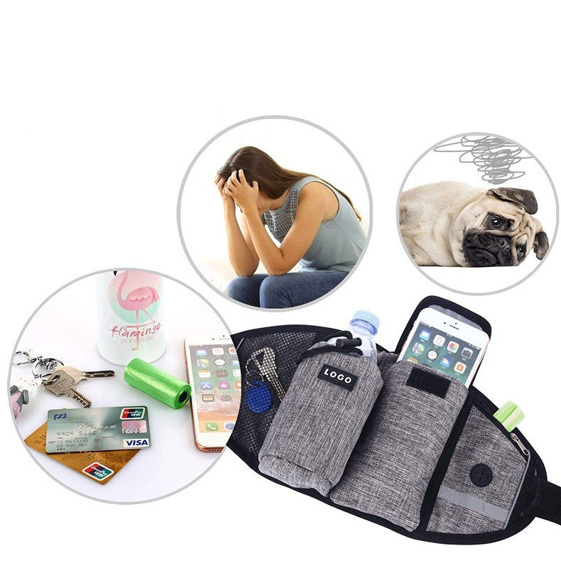 Correa de Entrenamiento Manos Libres con Bolso de Cintura para Perros - nexbuy.com.mx