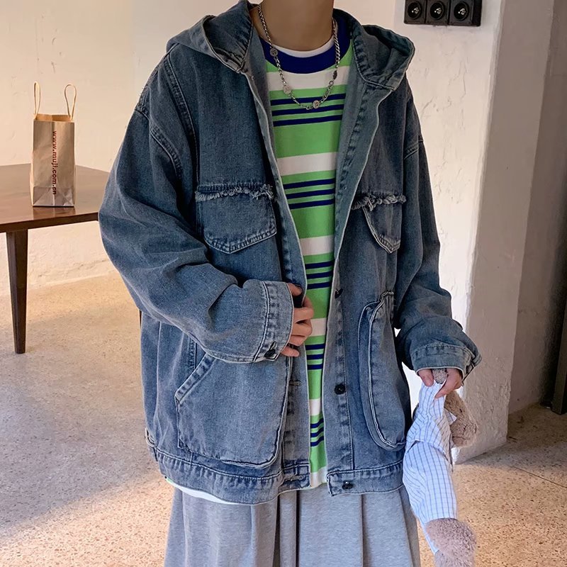 Hooded Denim Jacket para Mujer – Estilo Coreano con Solapa y Corte Oversize - nexbuy.com.mx