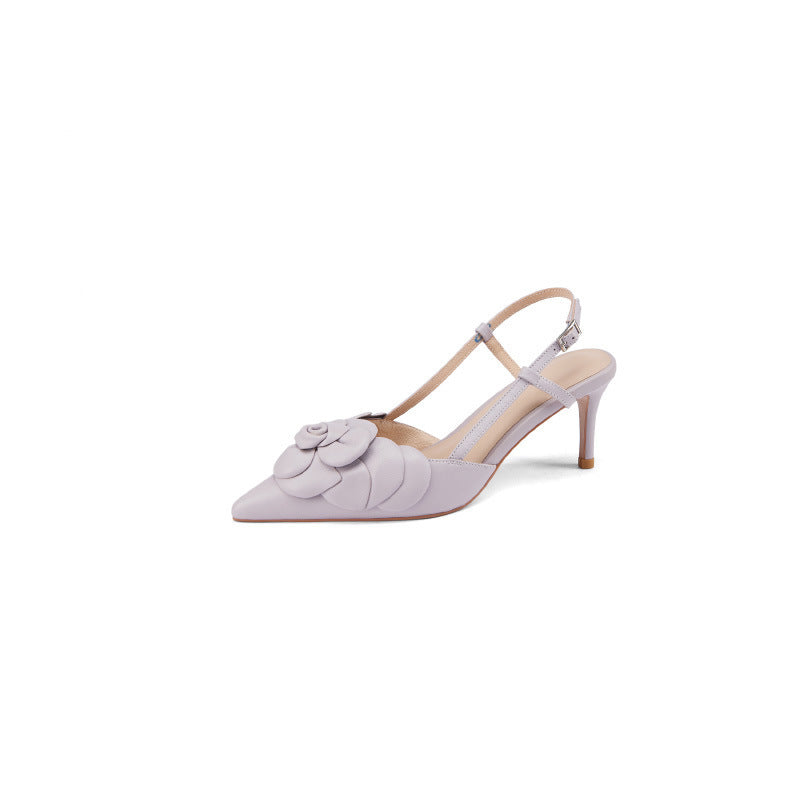 Sandalias de Cuero con Flor Elegante y Hebilla – Estilo Europeo que Florece con Sofisticación - nexbuy.com.mx
