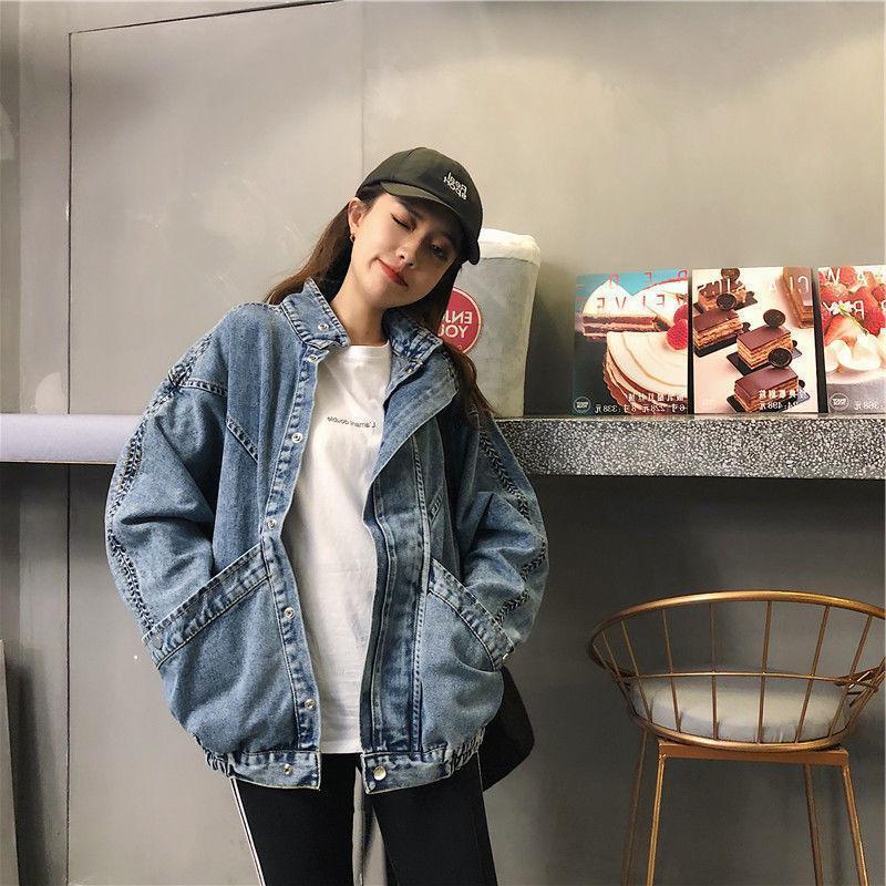 Chaqueta Vaquera Coreana Suelta para Mujer – Estilo Harajuku con Bolsillos Grandes y Manga Murciélago - nexbuy.com.mx