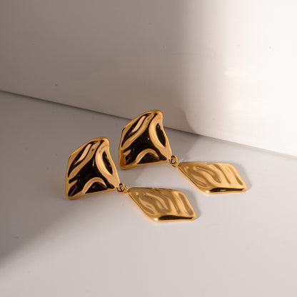 Pendientes de Acero Inoxidable. Retro Geométricos con Diseño de Hoja Dorada - nexbuy.com.mx