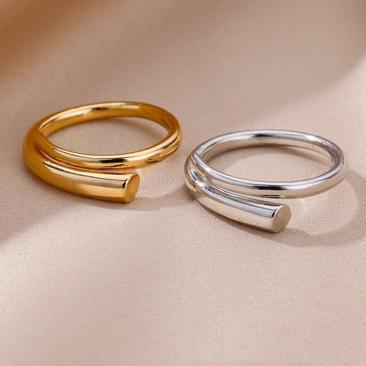 Anillo Unisex con Doble Capa de Zircón – Estilo Geométrico y Elegancia Minimalista - nexbuy.com.mx