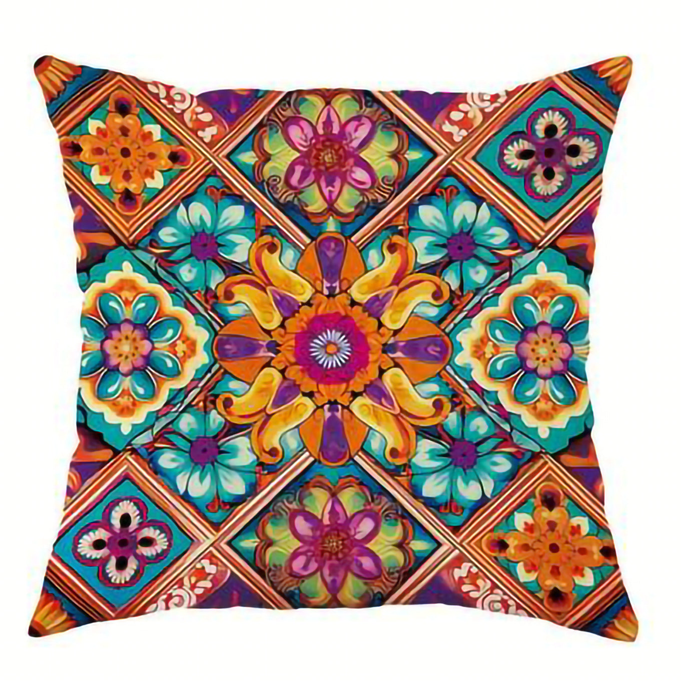 Funda de Almohada Bohemia Retro de Lino Estampado - Estilo Geométrico - nexbuy.com.mx