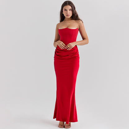 Slim Tube Top Vestido Largo Sexy Moda Bandeau Backless, vestido de Noche - nexbuy.com.mx