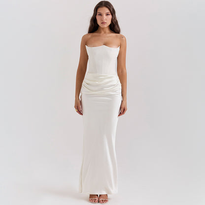 Slim Tube Top Vestido Largo Sexy Moda Bandeau Backless, vestido de Noche - nexbuy.com.mx