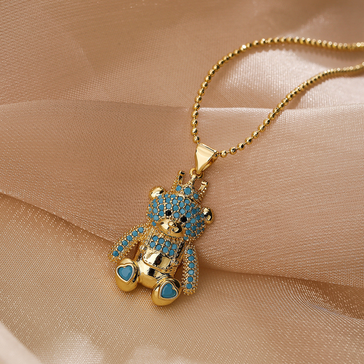Collar con colgante de oso con zirconias - nexbuy.com.mx