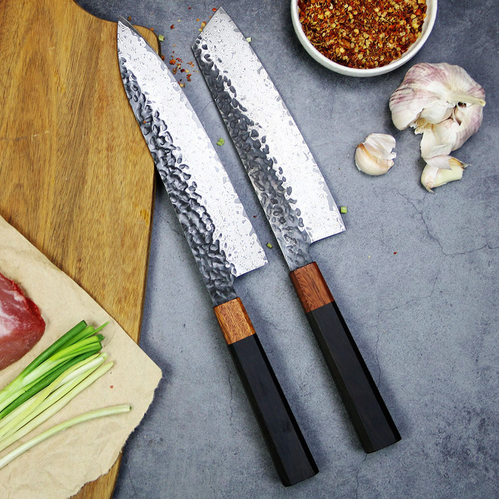 Cuchillo de Cocina Damasco Forjado y Martillado – Estilo Minimalista - nexbuy.com.mx