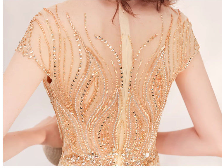 Vestido de gala dorado con diseño exclusivo - nexbuy.com.mx