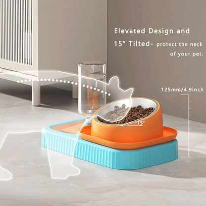Juego de comedero doble y bebedero automático por gravedad para perro y gato - nexbuy.com.mx
