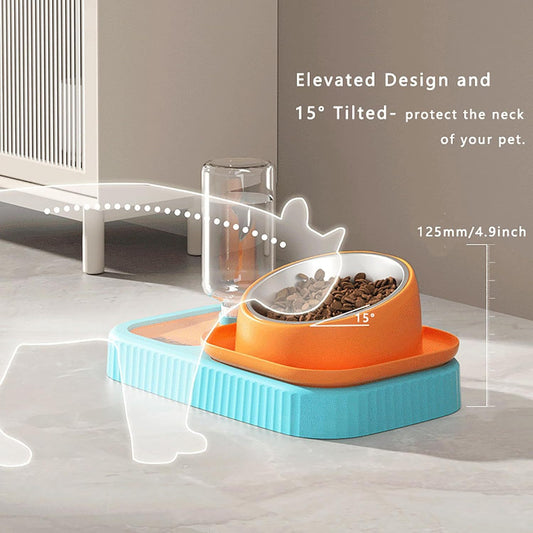 Juego de comedero doble y bebedero automático por gravedad para perro y gato - nexbuy.com.mx